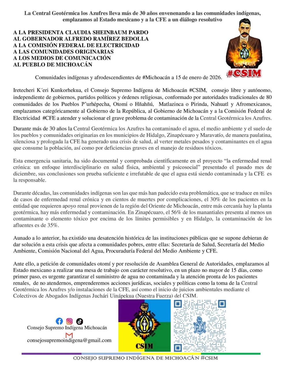 Imagen relacionada con Central Geotérmica Los Azufres  de la CFE lleva más de 30 años envenenando el territorio en tres municipios de Michoacán