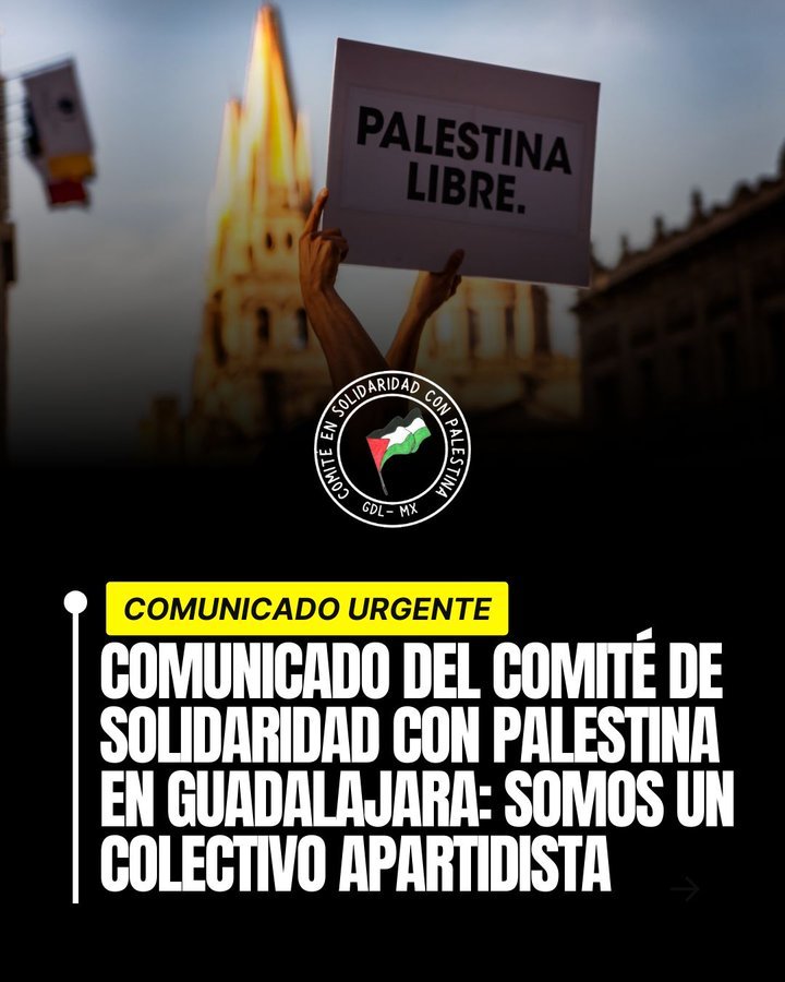 Somos independientes, sin financiamiento de partidos políticos del régimen: Comité en Solidaridad con Palestina GDL